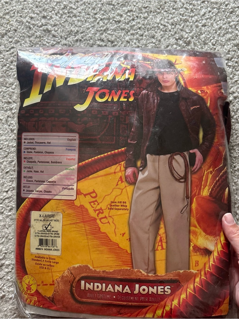 Indiana Jones Costume XL Men’s Halloween Disney World Land Jacket Rope